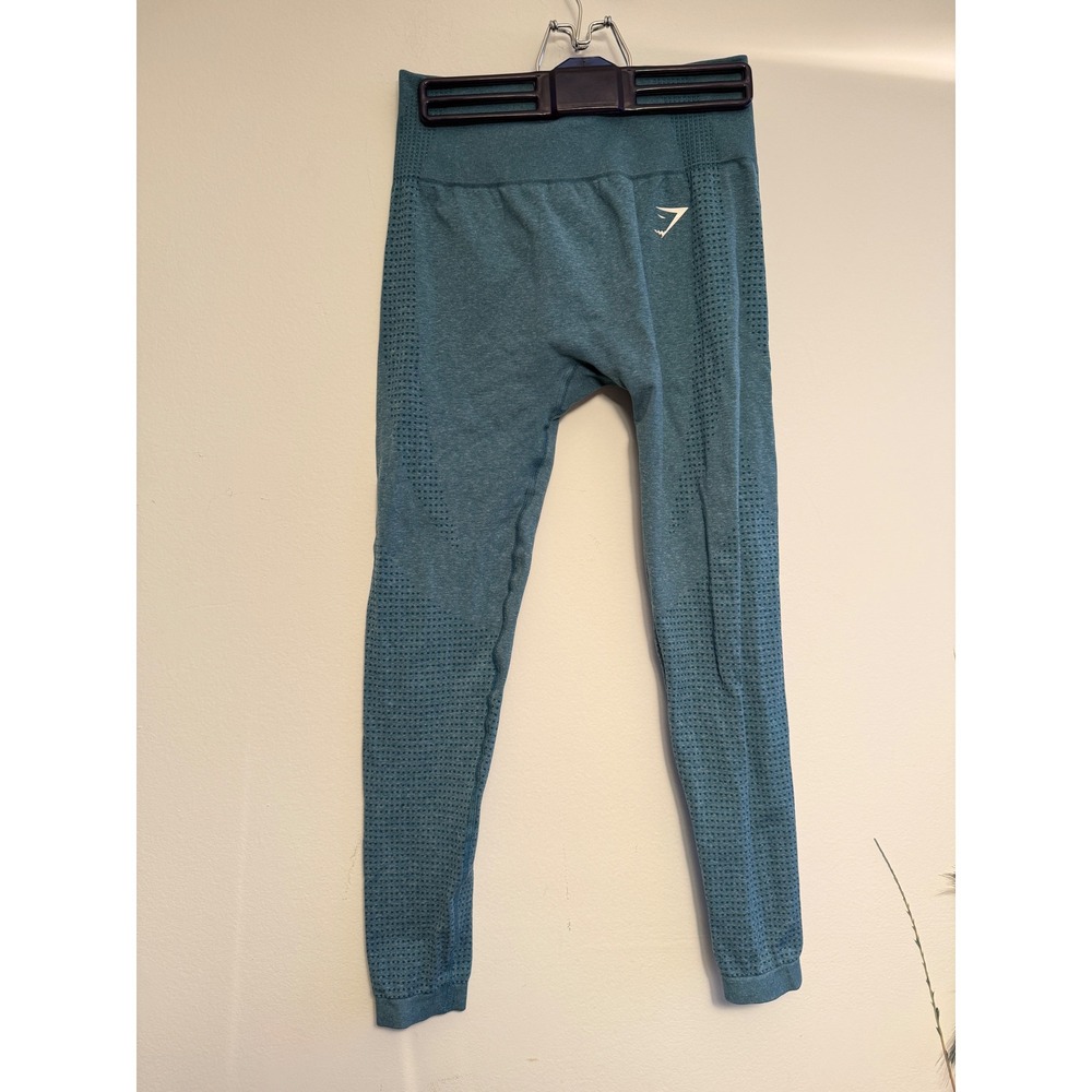 Gymshark Energy+ Seamless Leggings Teal Marl High Waisted Eyelet Womens‎ 2514